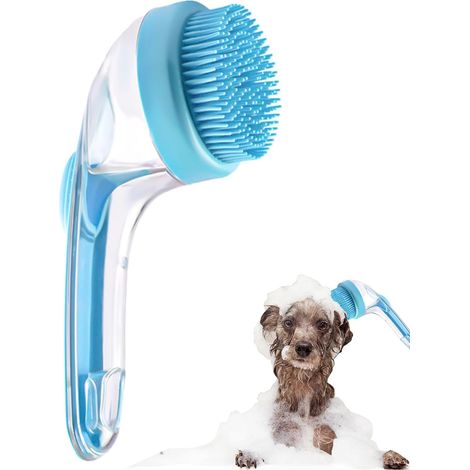 Brosse de bain pour animaux, brosse à shampoing pour chien avec machine à bulles, nouvelle brosse de bain 2 en 1 pour chien avec distributeur de shampoing intégré, brosse de massage pour le bain et la (1/4)