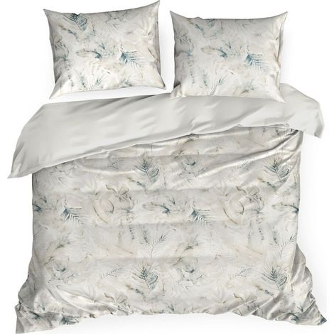 Bettwäsche-Set „Frühling/82 Blätter“, beige-türkis, 160 x 200 cm, Satin (1/5)