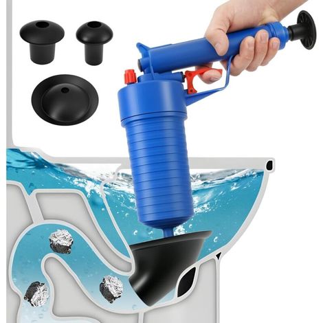 Ensemble d'outils pour piston de toilettes, déboucheur pneumatique pour éviers, toilettes, salles de bains, douches, cuisines et canalisations obstruées
