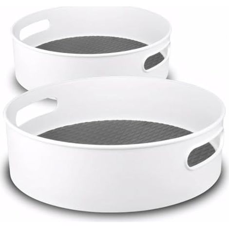 Lot de 2 plateaux tournants Lazy Susan, 23 et 30 cm, organiseurs d'épices pour cuisine, antidérapants pour placard, bureau, salle de bain. (1/5)