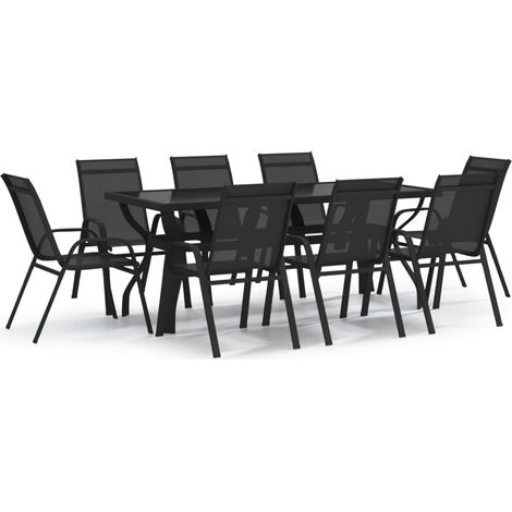 Maison Exclusive - Set Mobili da Pranzo per Giardino 9 pz Nero (1/5)
