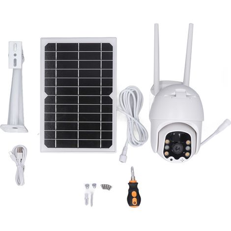 Caméra de surveillance solaire PTZ 355° panoramique 1080P, système de sécurité domestique avec audio bidirectionnel, détection de mouvement PIR, version américaine 4G (1/5)