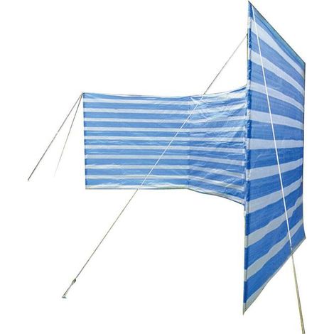 Windschutz, PE-Gewebe 4x1,35 m 3-tlg, blau/weiß gestreift