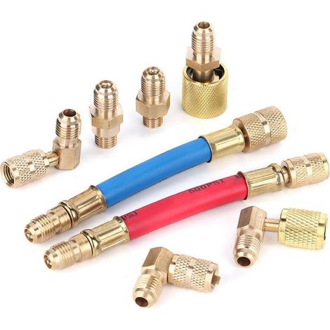 Kit de réfrigération de climatisation, 8 pièces/ensemble Adaptateur de connecteur de réfrigération de climatisation R-12A/C R134A R12 Autres pièce de rechange pour voiture (1/4)