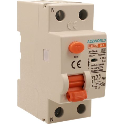RCCB Interruttore Differenziale Puro Tipo A 1P+N 2M 6000A 30mA AC 230V IP20 IEC61008-1 PR8NM, Corrente Disponibili 16A 25A 32A 40A 63A (16A)