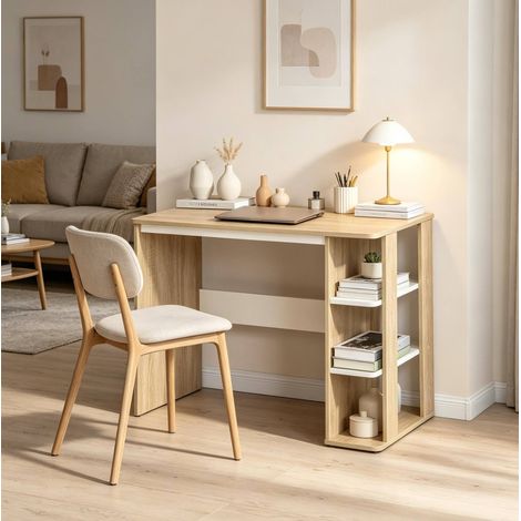 Escritorio de oficina con estante blanco roble OKMYHOME (1/2)