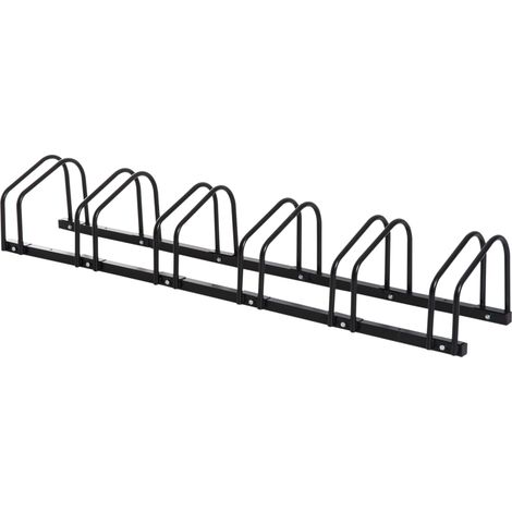 Meuble de vélo, de roue Résistant aux intempéries Acier durable de fixation au sol et au mur jusqu'à 6 vélos Noir 179 x 33 x 27 cm (1/5)