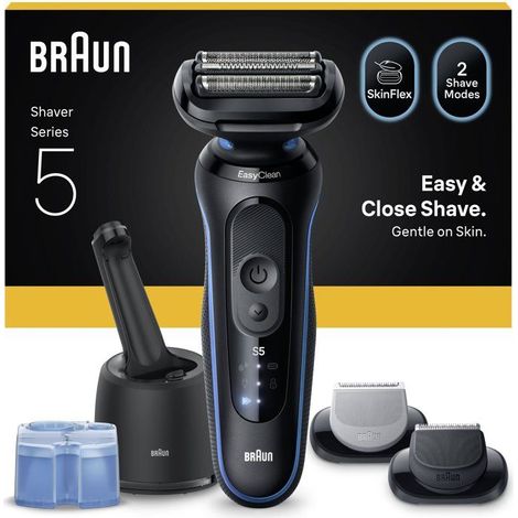 Rasierer elektrisch BRAUN Series 5 - Schwarz und Blau - Akkulaufzeit 50 Minuten - Schnellladung 5 Minuten