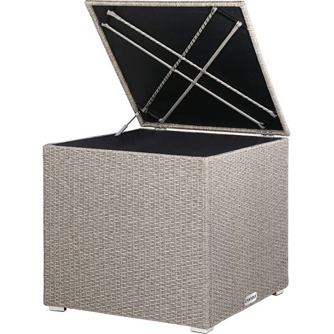 CASARIA® Polyrattan Garden Cushion Storage Box With Lid 318 Litres 75x75x70cm Cream (1/5)