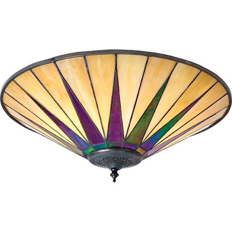 Interiors Dark Star - Soffitto a 2 luci grande bronzo scuro chiaro, ambra, vetro stile Tiffany, E27 (1/4)