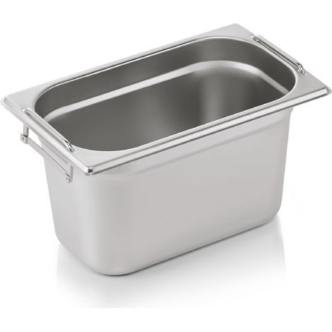 Bac inox GN 1/4 H 150 mm 4 ltr poignées rabattables GN CORE - Was Germany