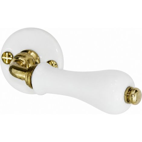 Mezzo set su rosa con porcellana bianca e pera in ottone lucido.