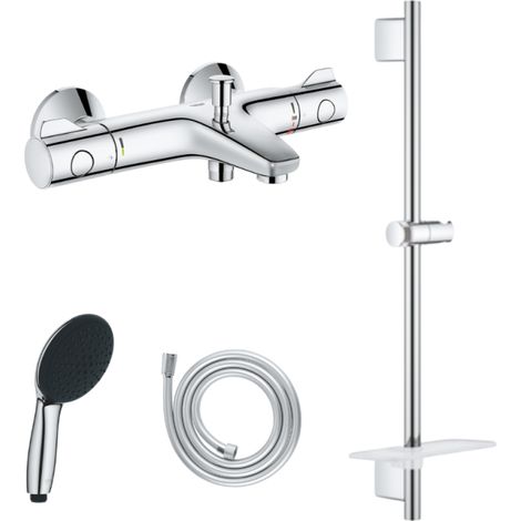 Pack mitigeur BD mécanique GROHE Grohtherm 800 + Douchette Vitalio Start 110 + Barre Quickflix Vitalio Smartactive + Flexible