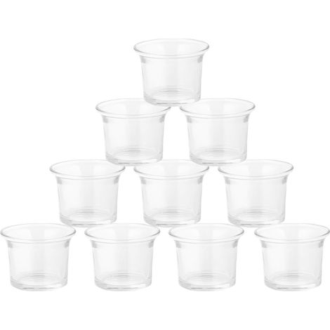 de 10 Porte Bougies Plat Transparents en Verre Épais (1/5)