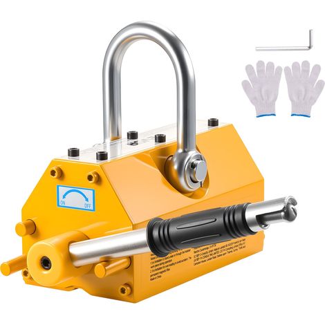 Aimant de Levage Permanent Capacité de Traction 600 kg, Porteur Magnétique en Néodyme N42, avec Poignée de Déverrouillage et Crochet en Acier, Outil pour Manutention Tôle Pièces Métalliques (1/5)