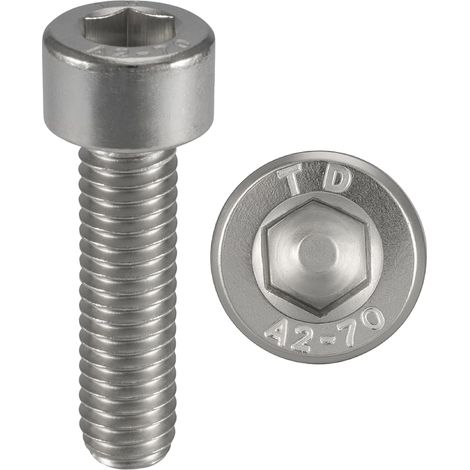 10 Pcs Vis INOX M8x25 mm tête cylindrique BTR Ø 8x25 mm Vis M8 x 25mm CHC à 6 pans creux (clé allen) Acier Inoxydable A2-70 (V2A/304) (1/5)