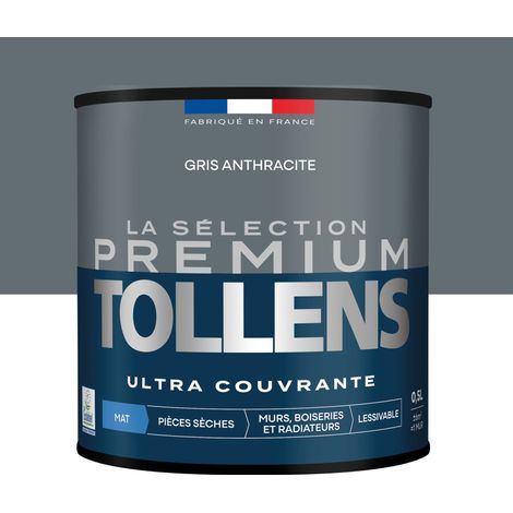 Tollens - Peinture intérieure couleurs - La Sélection Premium Mat - Ultra Couvrante - Gris Anthracite 0,5 L - 6m²