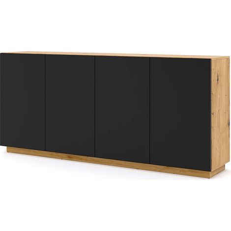 MOBILE CASSETTIERA PORTA TV SOGGIORNO AURA 198x41x89cm ROVERE NERO OPACO