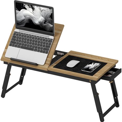 Table de Lit Pliable et Réglable 83,5l x 33P x 23,5-34H cm Chêne (1/5)