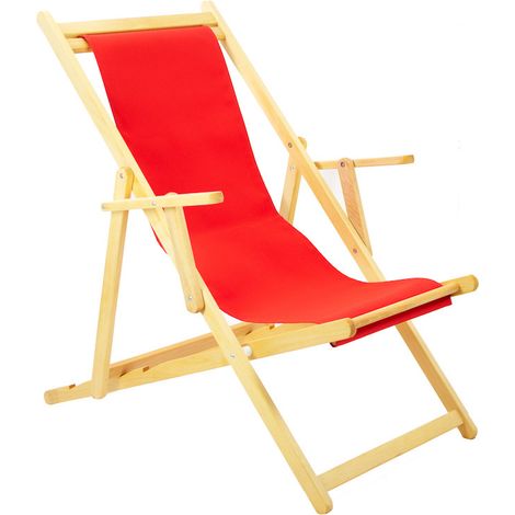 Sdraio Malibù Rosso in legno pieghevole per giardino terrazza mare (1/4)
