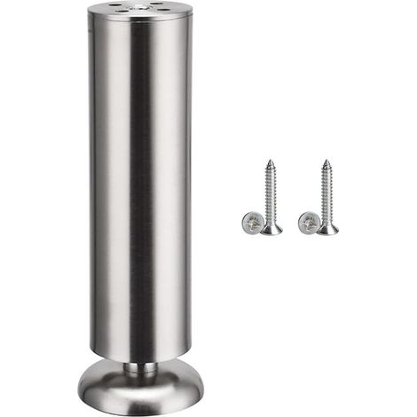 piedini per mobili, in acciaio inox, rotondi, per ante da cucina, con cuscinetti in gomma, sicuri e silenziosi, 50 x 180 mm. (1/5)
