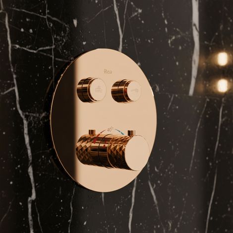 CONJUNTO DE DUCHA EMPOTRADO REA LUNGO TERMOSTAT COPPER