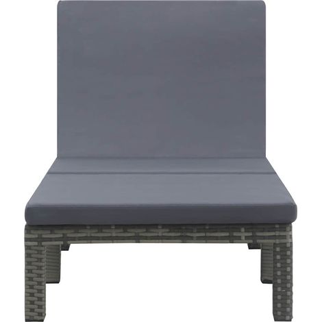 Chaise longue, Fauteuil Relax, pour Jardin Balcon Camping, avec coussin Résine tressée Anthracite OIB3711E