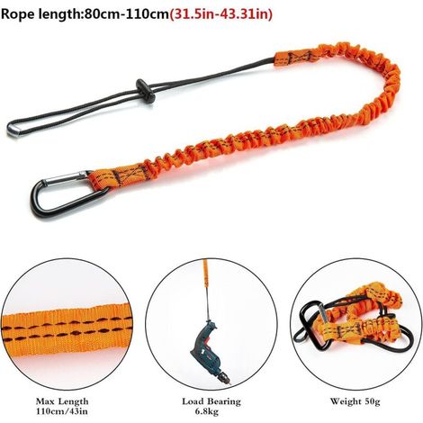 Lanière à Outils, 3 Pièce Cordon Porte-Outils de Sécurité Rétractables avec Mousqueton Simple et Extrémité de Boucle Réglable, Outil de Protection Contre Les Chutes (1/3)