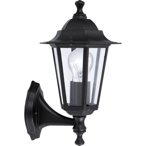 Eglo – Lanterne-applique d'extérieur montante métal et verre H32cm noir – Type d'ampoule E27 – IP 33 pour protection extérieure – 60W max (1/7)