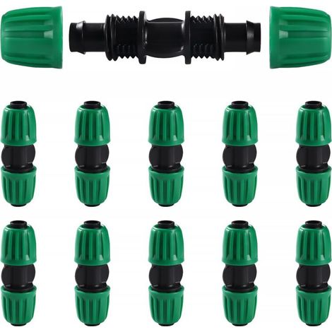 10 conectores de riego por goteo de 16 mm, adaptadores rectos para riego por goteo, conectores rectos para riego, conectores para tuberías de riego, para jardín y césped (verde)