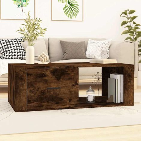 vidaXL Mesa de centro madera contrachapada roble ahumado 100x50,5x35cm (1/5)