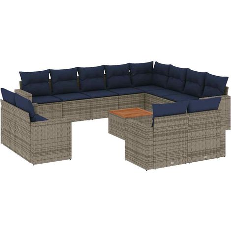 Maison Exclusive - 13-tlg. Garten-Sofagarnitur mit Kissen Grau Po