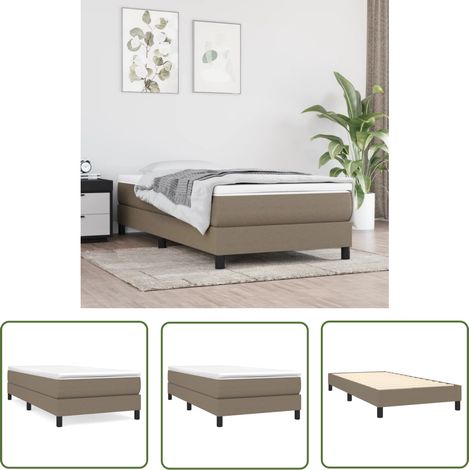 The Living Store Cadre de lit sans matelas taupe 90x200 cm tissu - Cadre De Lit - Lit Simple - Lit Taupe - Lit Tissu - Meuble Chambre À Coucher (1/5)