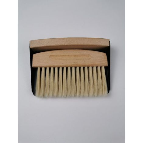 Tabletop brush - Beech wood crumb sweeper with dustpan - Hand broom for kitchen, dining room, cafeteria, 15.5 x 10 x 4cm (1/5)