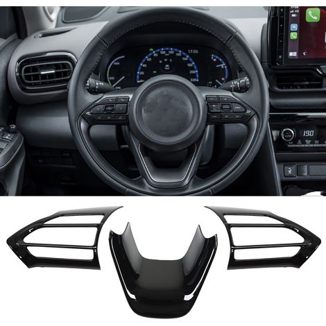 Ensemble de 3 panneaux de garniture de volant noir brillant pour Toyota Yaris Cross 2020-2022+