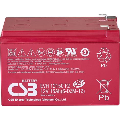 CSB EVH 12150 AGM-Batterie 12 Volt 15 Ah