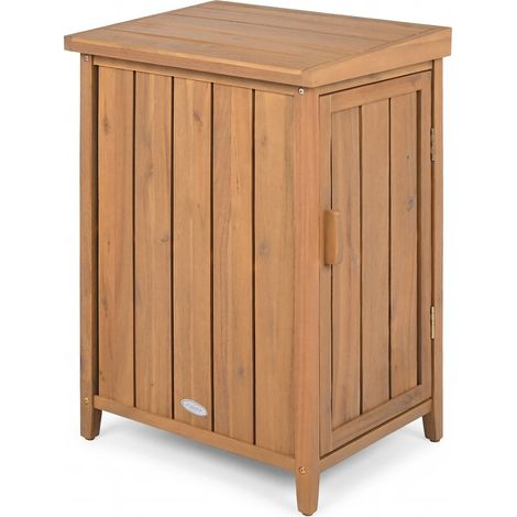 Wood Package Delivery Box with Openable Lid and Removable Shelf for Garden