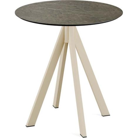 Infinity table de bistrot avec piètement sable + plateau HPL Midnight Marble Ø70 cm - Feros (1/2)