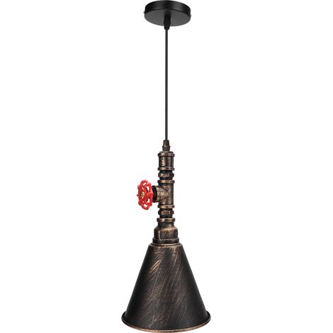 Ortviai Suspension Industrielle en Fer Forgé E27 pour Café/Bar – Lustre Vintage Or-Rouille 100-240 V (1/4)