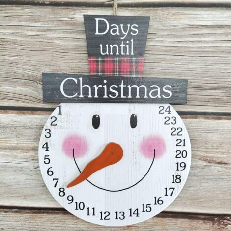 Pr Calendrier de Noël en Bois, 1 PC Père Noël Bonhomme de Neige Ornements Compte à rebours de Noël Calendrier de Vacances en Bois Pendentif Décoration de la Maison, Ornements de Table Maison Fête de V (1/4)