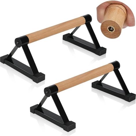 Parallele in legno per flessioni, barre per verticale in legno massello con robusta staffa in metallo, portata massima 227 kg (500 libbre), attrezzatura per palestra, fitness e calisthenics. (1/5)