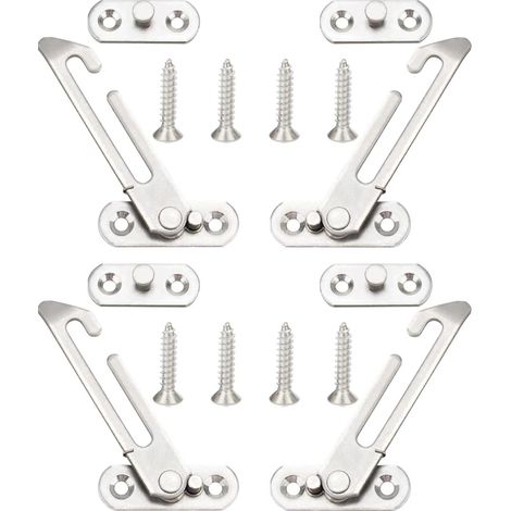 Lot de 4 limiteurs de fenêtre, verrous d'arrêts de fenêtre en acier inoxydable à gauche et droite, verrous de butée de fenêtre (1/5)