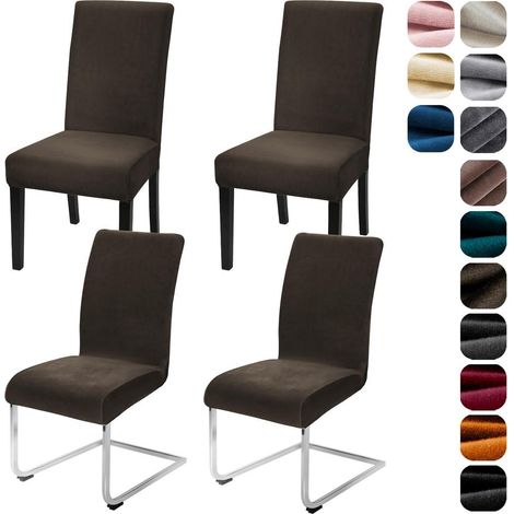 Housses de chaise extensibles en velours doux, lot de 4, pour salle à manger, cuisine, mariage (1/5)