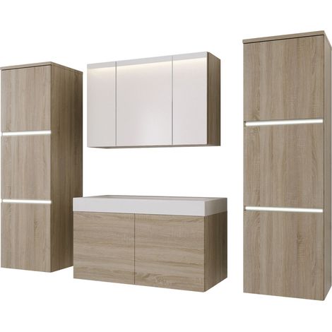 Set mobili da bagno, Rovere Sonoma, 160 x 130 cm (1/5)