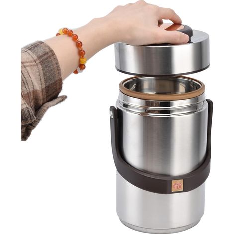 Vacuum Insulated Food Container in 2300 304 Stainless Steel, Double-Walled Thermal Lunch Container, Leakproof, Wide Mouth for Work, Travel, Picnics (1/5)