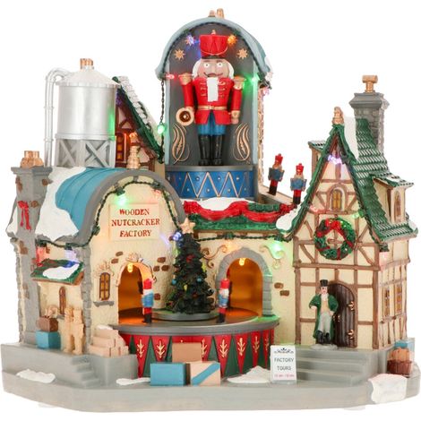 Scena Natalizia industria giochi illuminata con led decorazione per villaggio di Natale