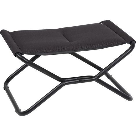 Repose-Jambes/Tabouret Matelassé Pliant Next - Toile Résistante Anti-UV - pour Chaise Longue Terrasse, Jardin et Piscine - Tout Confort, Fabriqué en France - Noir Acier (1/5)