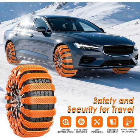 Chaînes à Neige pour Auto 10Pcs Réutilisables Chaine Neige Universelle pour Voiture Camion SUV Adaptées aux Pneus Largeur 165mm - 255mm pour Boue, Sable, Neige, Glace (1/5)