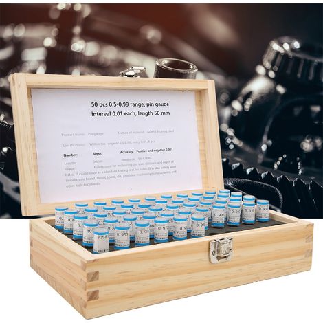 50-teiliger Stiftmesssatz 0,5–0,99 mm, Toleranz 0,001 mm, Präzisionswerkzeug für Wälzlagerstahl (1/5)