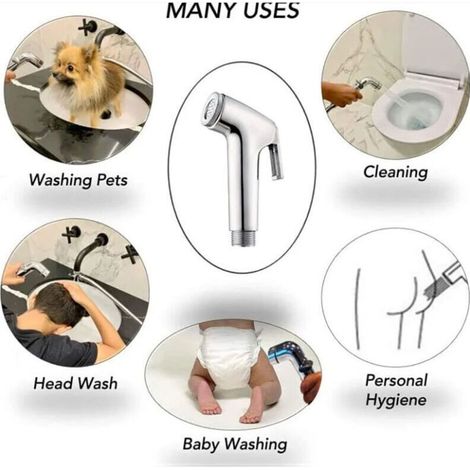 2 pièces Bidet Spray, douchette WC Pulvérisateur de Toilette en Spray pour le Nettoyage Des Toilettes, Bain pour Animaux de Compagnie, Hygiène Personnelle (1/3)